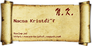 Nacsa Kristóf névjegykártya