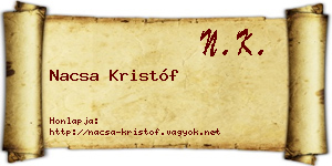 Nacsa Kristóf névjegykártya